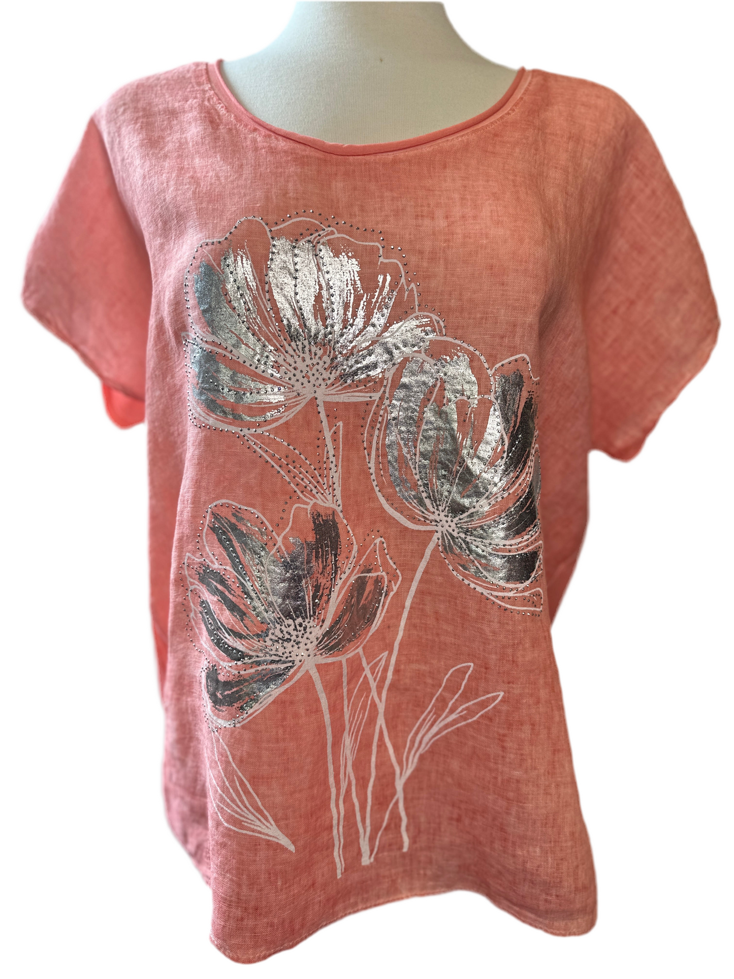 3 Flower Shiny T-Shirt