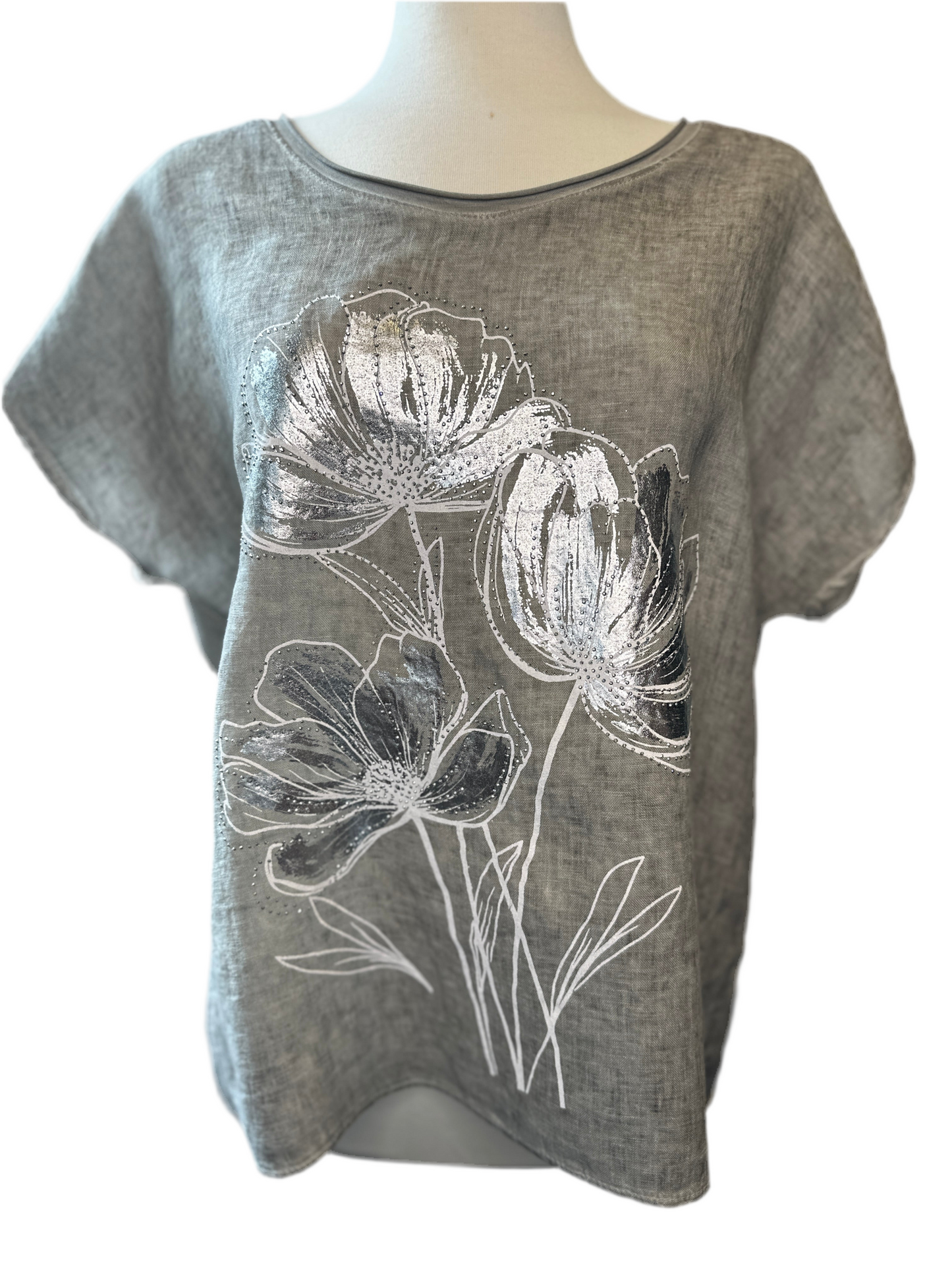 3 Flower Shiny T-Shirt