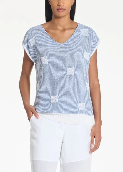 Sarah Pacini Blue Long sweater – cotton-linen