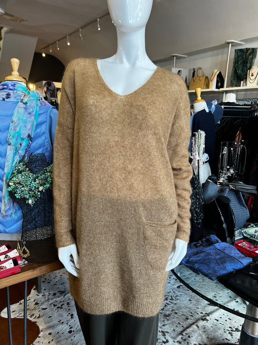 Sarah Pacini V-neck Mohair-Merino Sweater - Brown