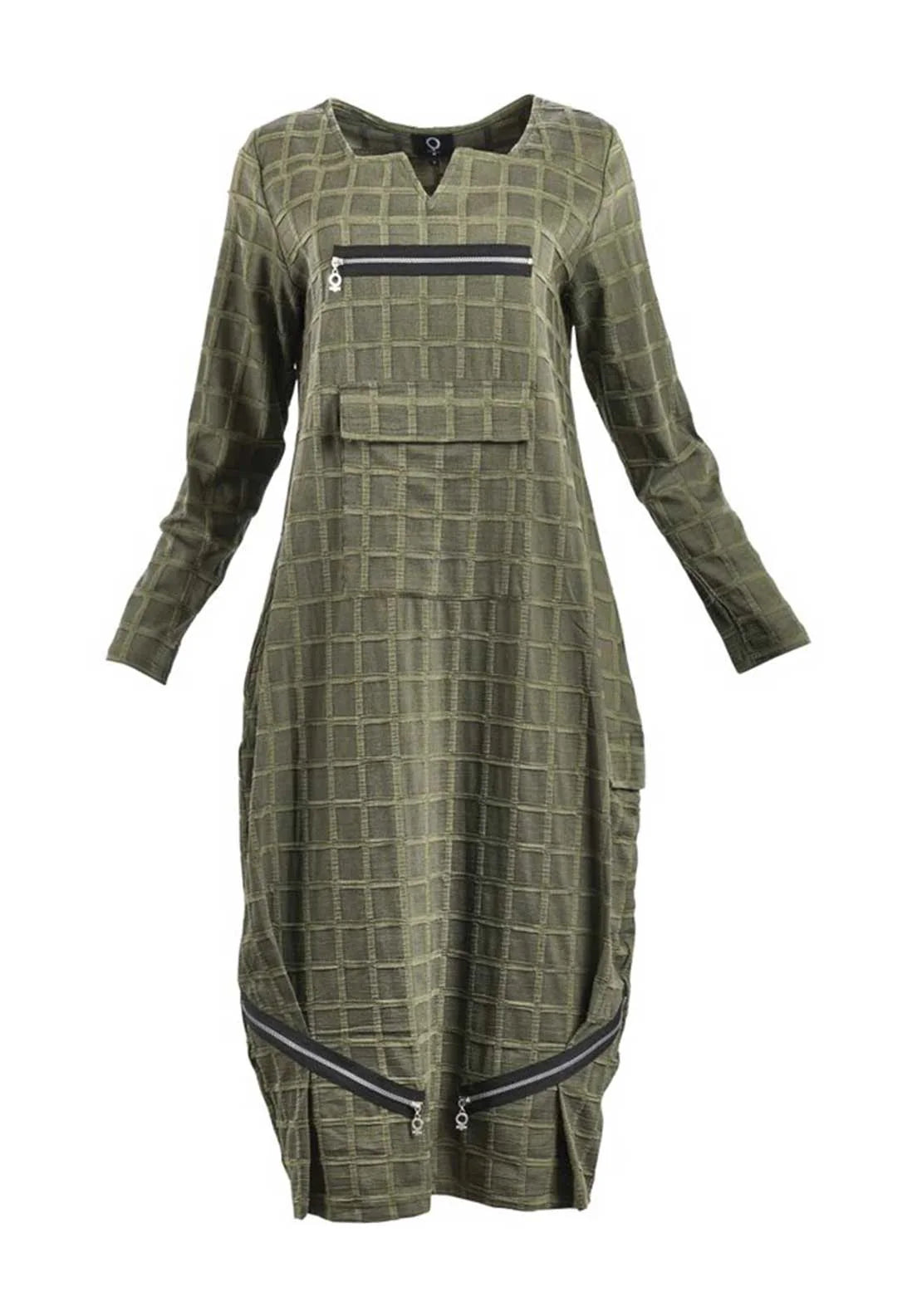 My Soul Grid Bubble Midi Dress - Green