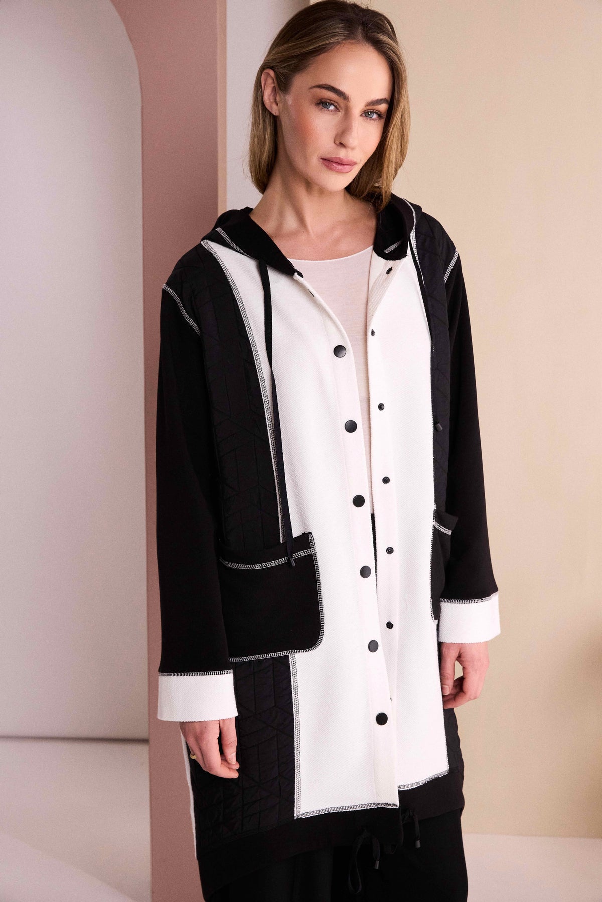 NAYA Black &  Winter White Jacket With Hood