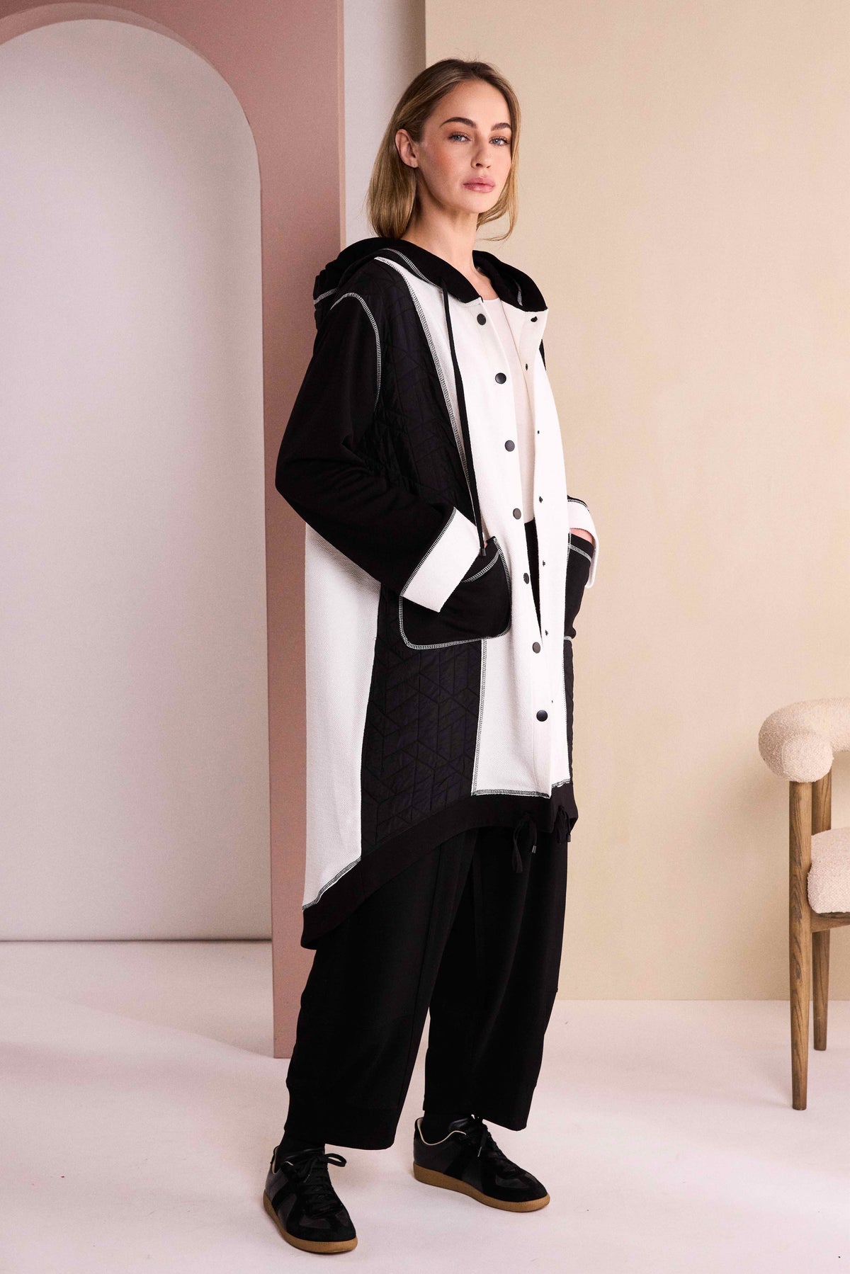 NAYA Black &  Winter White Jacket With Hood