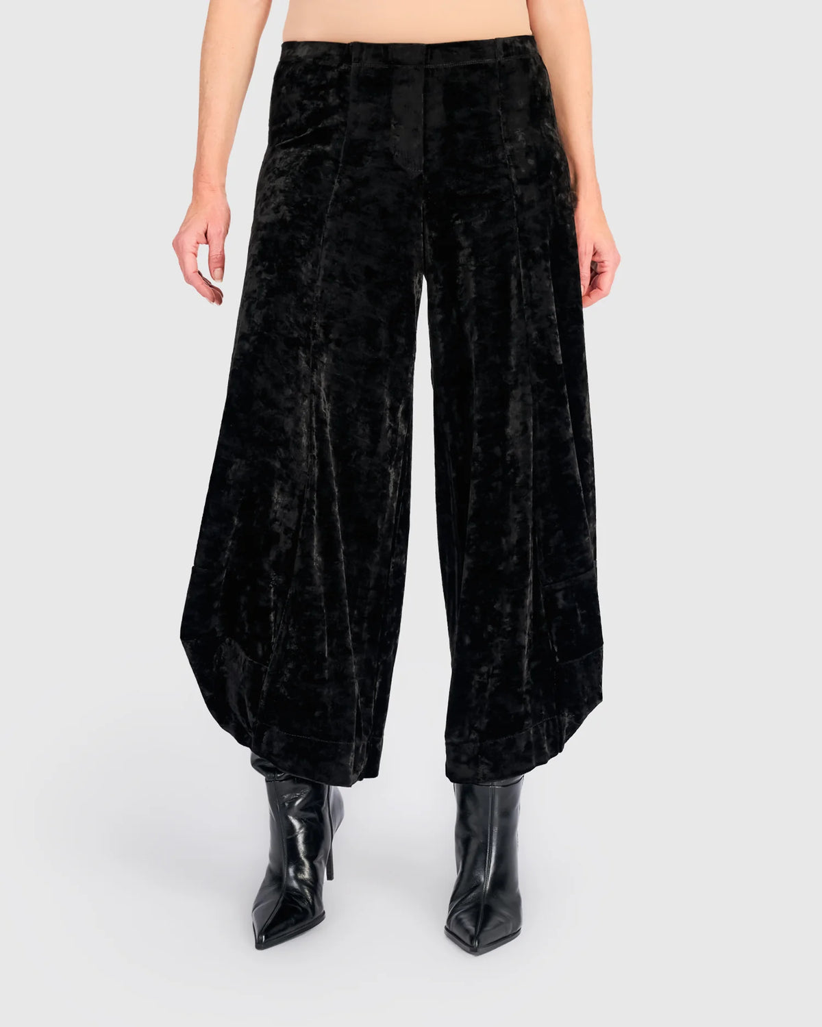 Alembika Crushed Velvet Punto Pants, Black