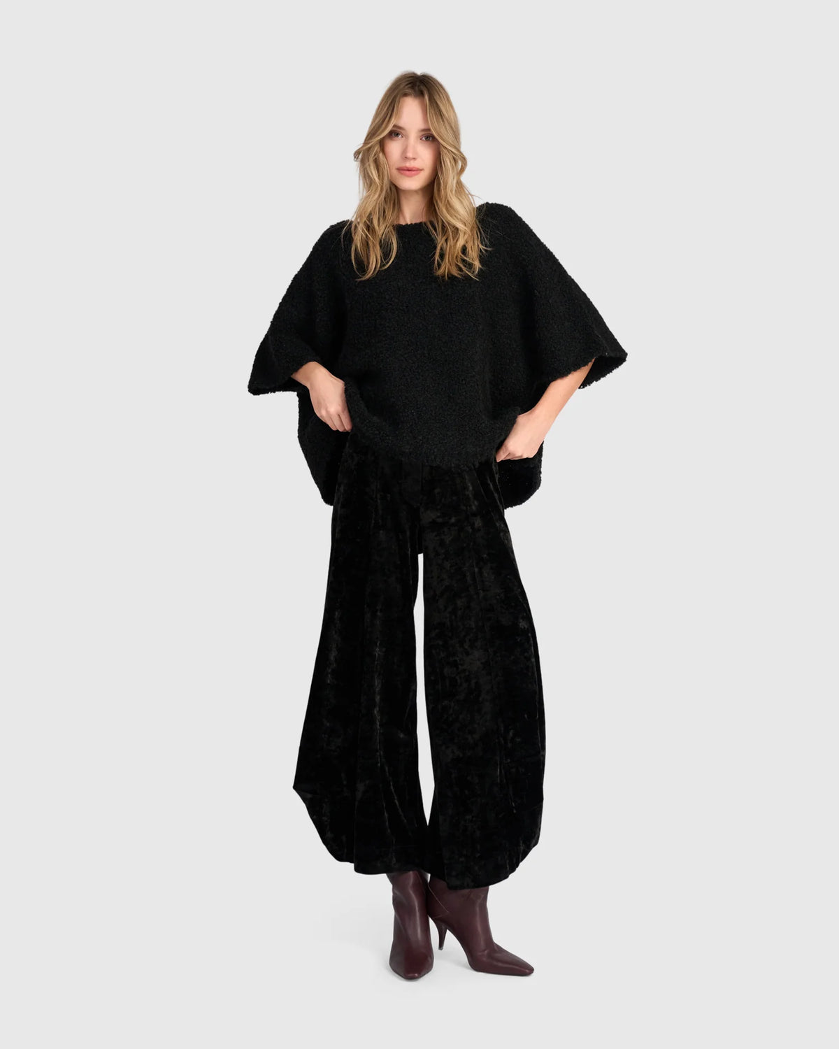 Alembika Crushed Velvet Punto Pants, Black